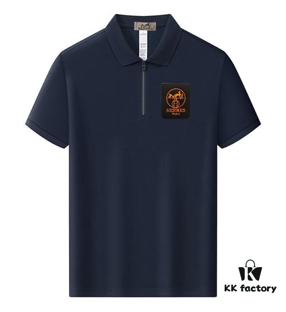 Hermes [Strong] Summer New Arrival T-Shirt Collar Short-Sleeve Polo Shirt, Counter Custom Fabric with High Breathability and Comfort, Material: 71.6% Cotton, 25.3% Polyester Fiber, 3.1% Spandex