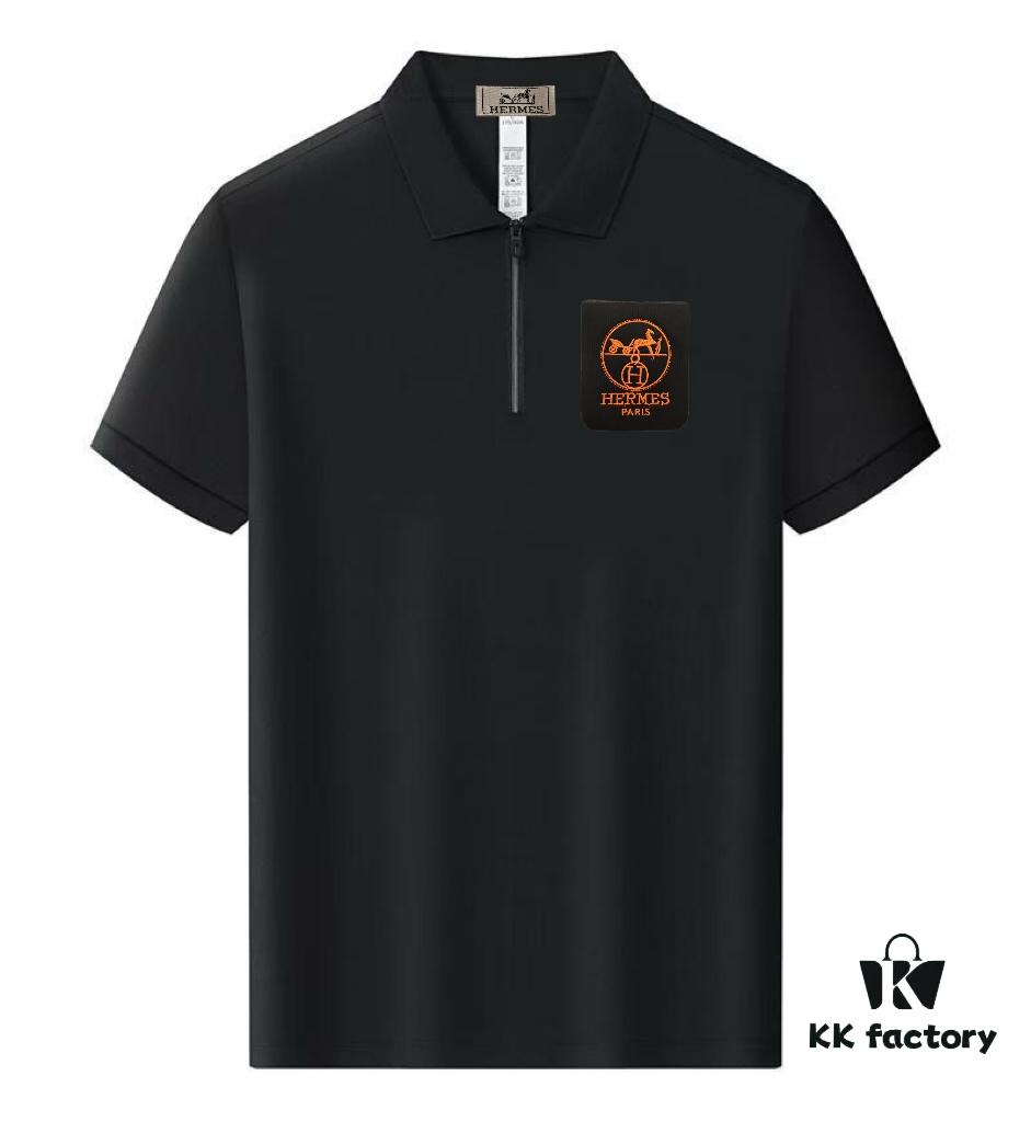 Hermes [Strong] Summer New Arrival T-Shirt Collar Short-Sleeve Polo Shirt, Counter Custom Fabric with High Breathability and Comfort, Material: 71.6% Cotton, 25.3% Polyester Fiber, 3.1% Spandex