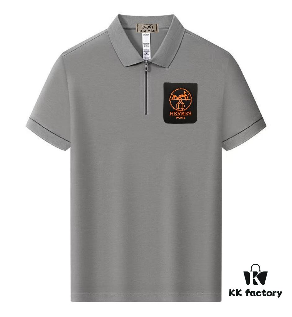 Hermes [Strong] Summer New Arrival T-Shirt Collar Short-Sleeve Polo Shirt, Counter Custom Fabric with High Breathability and Comfort, Material: 71.6% Cotton, 25.3% Polyester Fiber, 3.1% Spandex