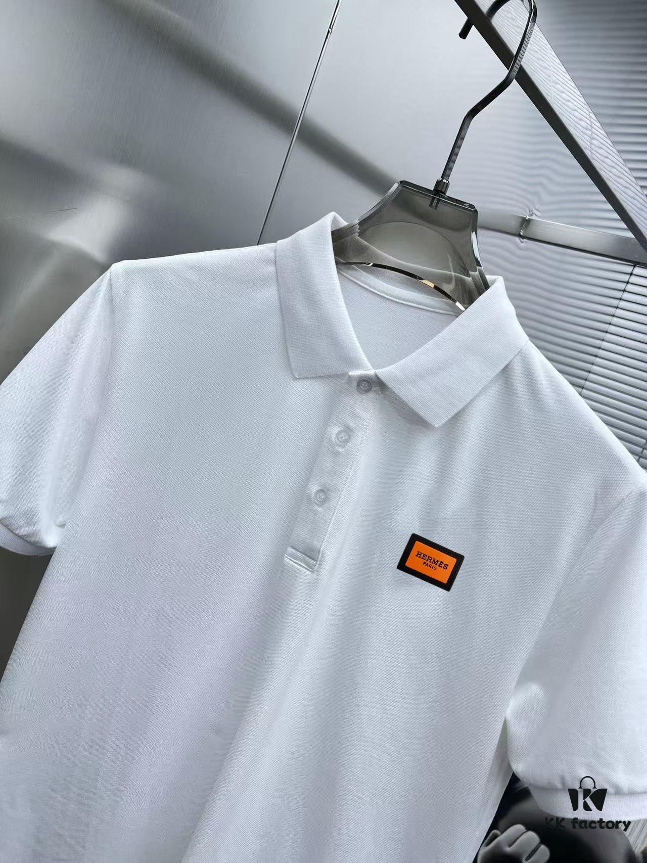 Hermes Summer New Arrival Polo Shirt with Collar, Short Sleeve, Premium Custom Fabric, Breathable and Comfortable, Exquisite Design with Brand Elements, Soft and Smooth Texture, Leisure Cut with Excellent Fit