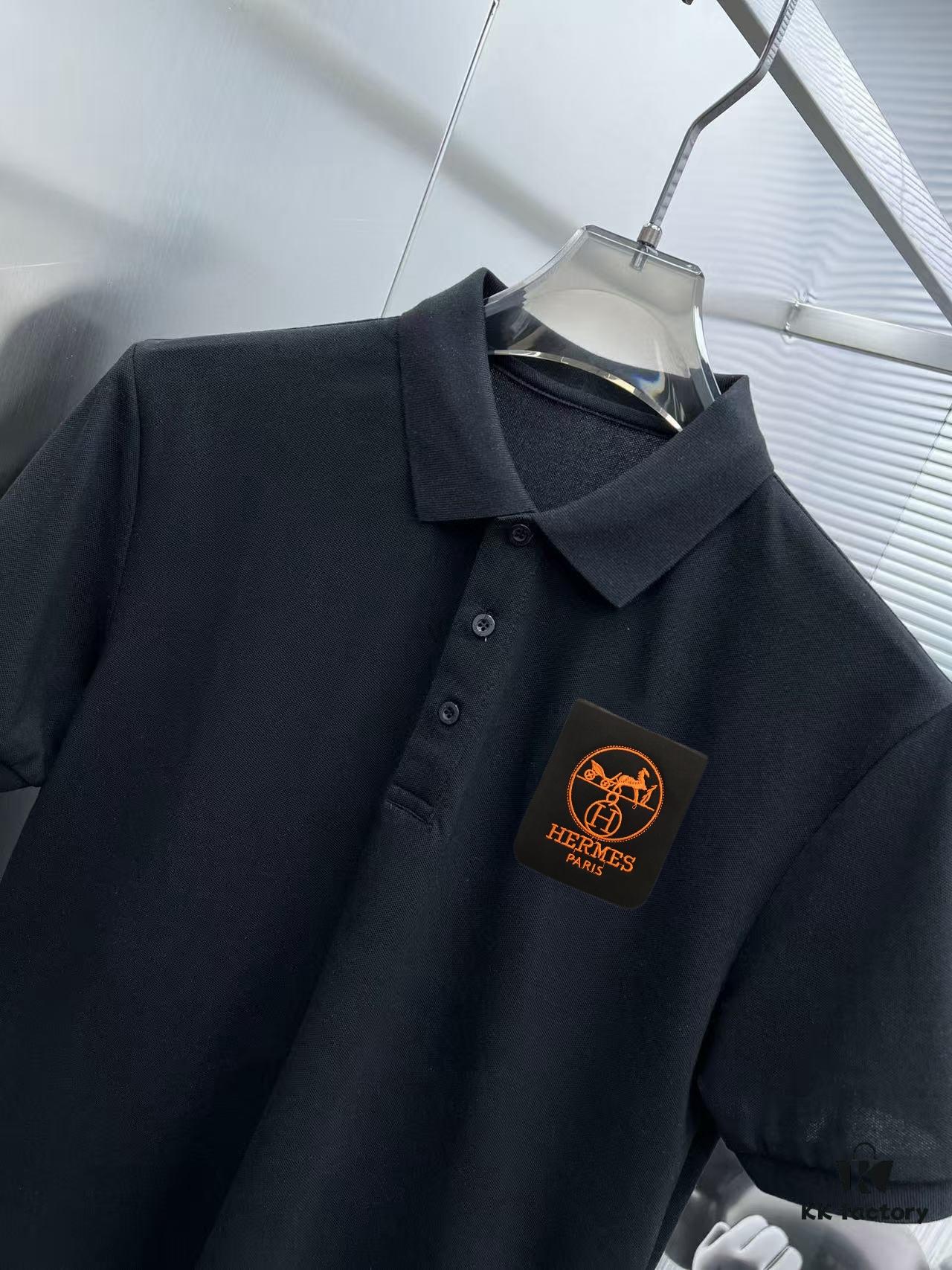 Hermes Summer New Arrival Polo Shirt with Collar, Short Sleeve T-Shirt, Custom Counter Fabric, Highly Breathable and Comfortable, Exquisite Details, Brand-Inspired Design Concept Reflecting High Quality, Soft and Smooth Touch, Leisure Cut with Excellent Fit