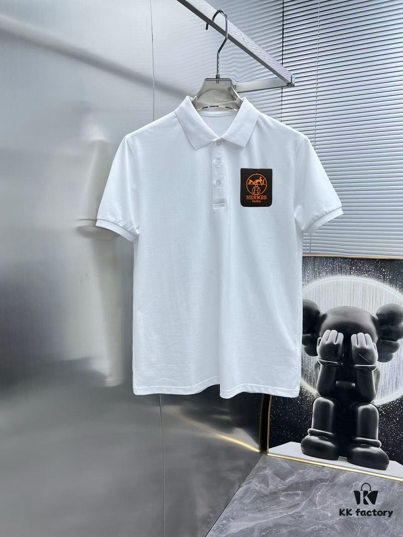 Hermes Summer New Arrival Polo Shirt with Collar, Short Sleeve T-Shirt, Custom Counter Fabric, Highly Breathable and Comfortable, Exquisite Details, Brand-Inspired Design Concept, High Quality, Soft and Smooth Touch