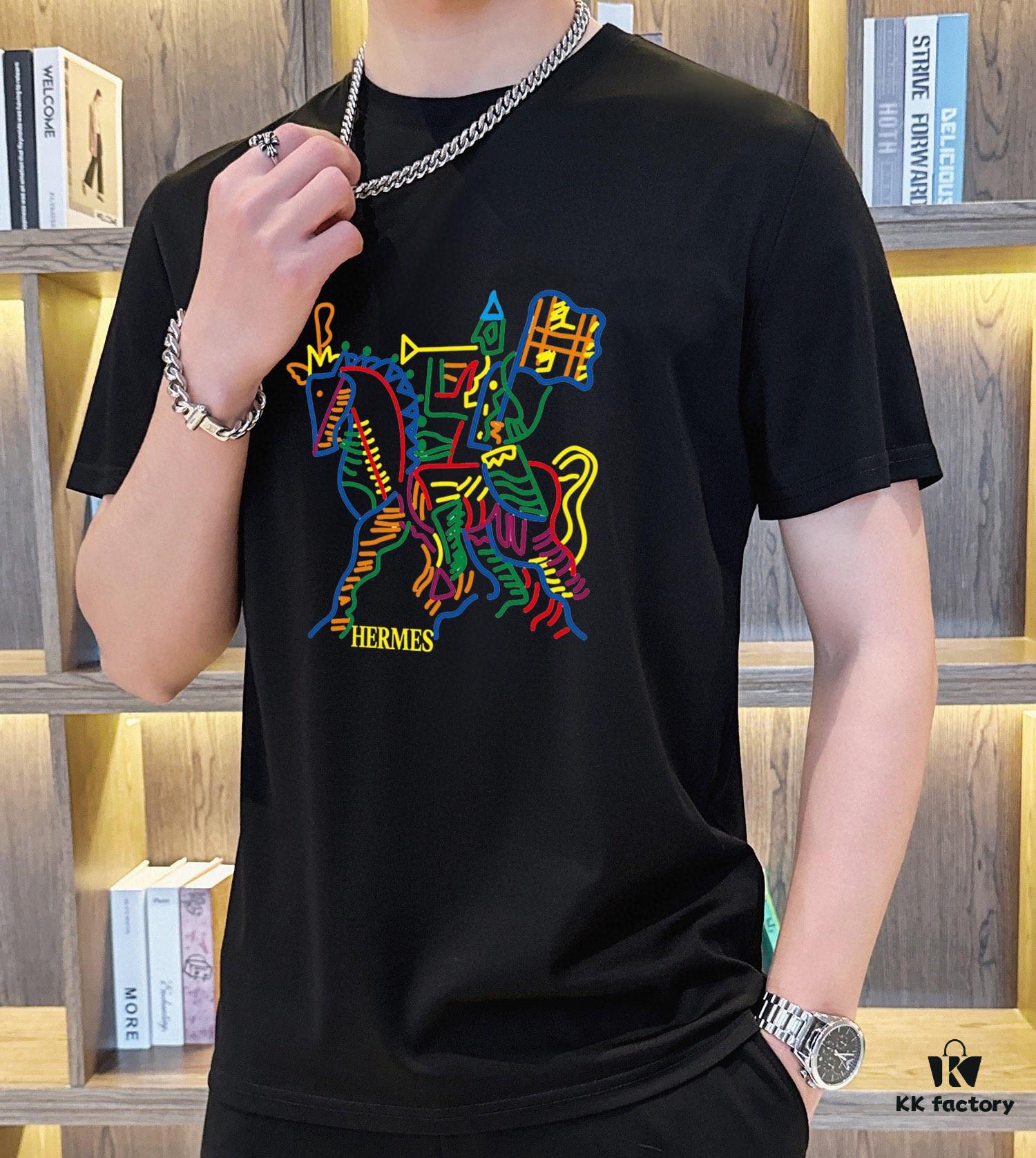 HERMES Men's High-Quality Double-Mercerized Cotton Summer Suit Set, Imported Premium Fabric, Trendy and Versatile Design