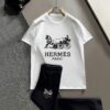 HERMES Men's Summer High-Quality Double-Mercerized Cotton Suit Set, Imported Premium Fabric, Fashion Trend Style, Simple and Elegant Design