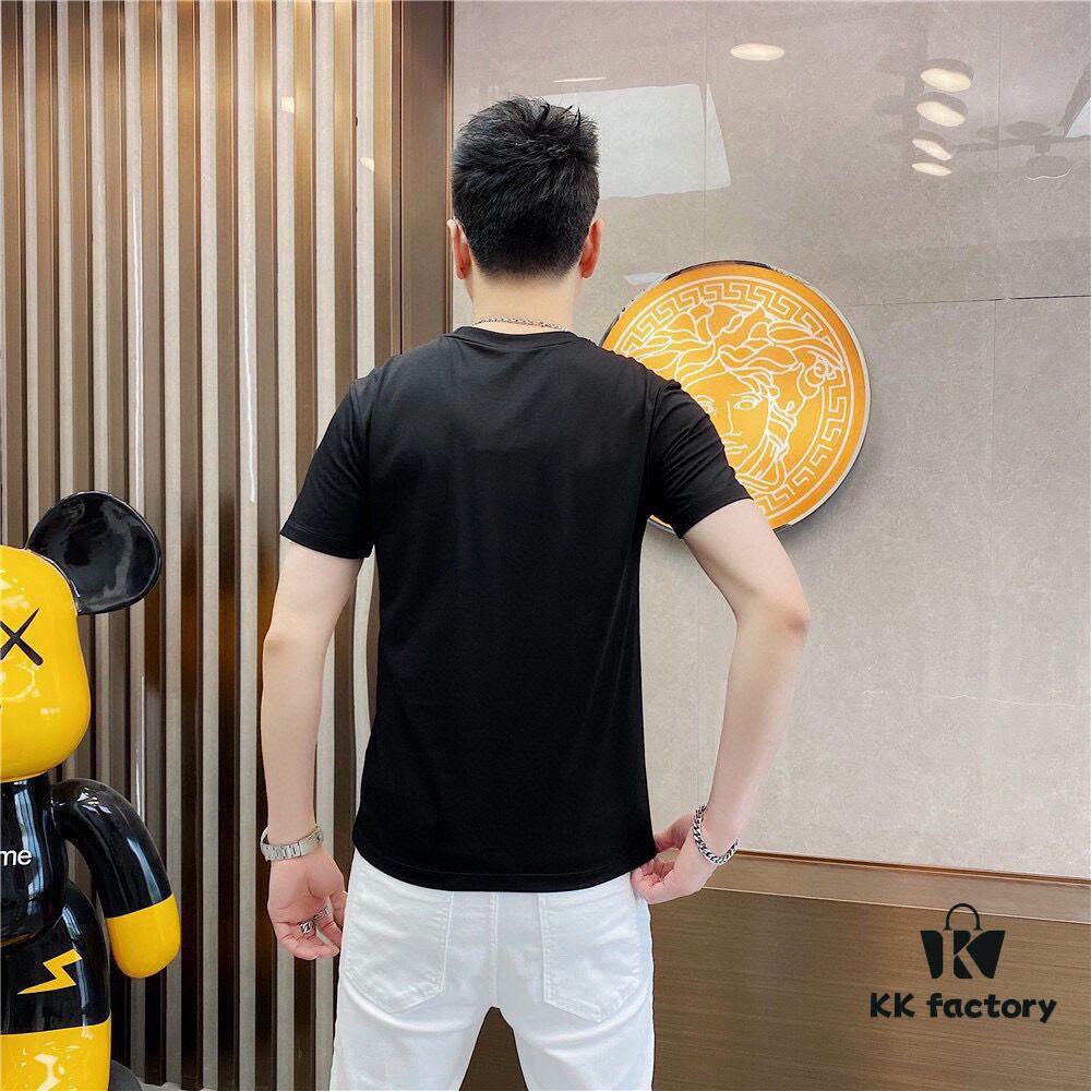 HERMES Men's Casual Short-Sleeve T-Shirt, 2025 Spring/Summer New Arrival, Premium Logo Embroidery, High-End Imported Silk-Cotton Fabric, Stylish and Versatile Design
