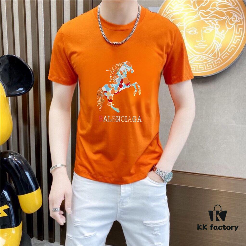 HERMES Men's Casual Short-Sleeve T-Shirt, Spring/Summer 2025 New Arrival, Premium Logo Embroidery, Imported Silk-Cotton Fabric, Classic Fit, Size M to 5XL (Up to 220 lbs)