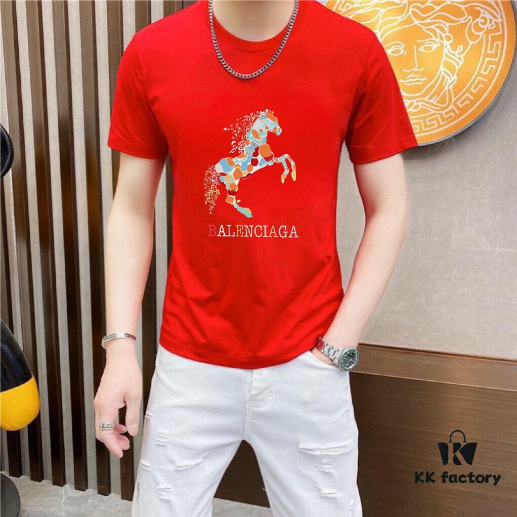HERMES Men's Casual Short-Sleeve T-Shirt, Spring/Summer 2025 New Arrival, Premium Logo Embroidery, Imported Silk-Cotton Fabric, Classic Fit, Size M to 5XL (Up to 220 lbs)