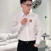 Hermès-inspired Long Sleeve Shirt, Ergonomic Three-dimensional Tailoring, Natural Slim Fit, Hidden Placket Design, Premium Cotton Bamboo Fiber Fabric, Exquisite Craftsmanship, Elegant and Fashion-forward