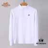 Hermès🔥 Latest Custom Notched Collar Long Sleeve T-Shirt Polo, 3D Tailoring, Slim Fit, High-Quality Imported Fabric, Factory Direct, Premium Craftsmanship