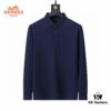 Hermès🔥 Latest Custom Notched Collar Long Sleeve T-Shirt Polo, 3D Tailoring, Slim Fit, High-Quality Imported Fabric, Factory Direct, Premium Craftsmanship