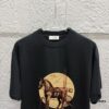 Hermes 2025 Spring/Summer New Arrival Moon Horse Print Custom Double Gauze Plain Cotton Short Sleeve T-Shirt Unisex