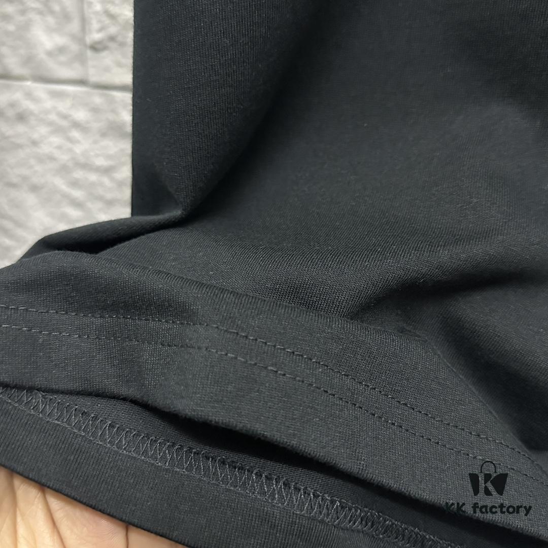 Hermes 2025 Spring/Summer New Arrival Moon Horse Print Custom Double Gauze Plain Cotton Short Sleeve T-Shirt Unisex