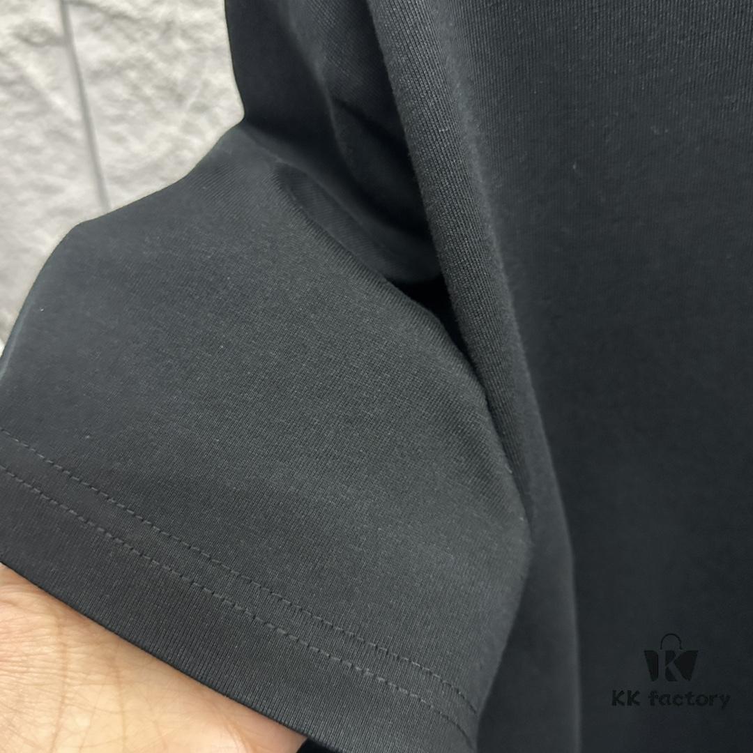 Hermes 2025 Spring/Summer New Arrival Moon Horse Print Custom Double Gauze Plain Cotton Short Sleeve T-Shirt Unisex