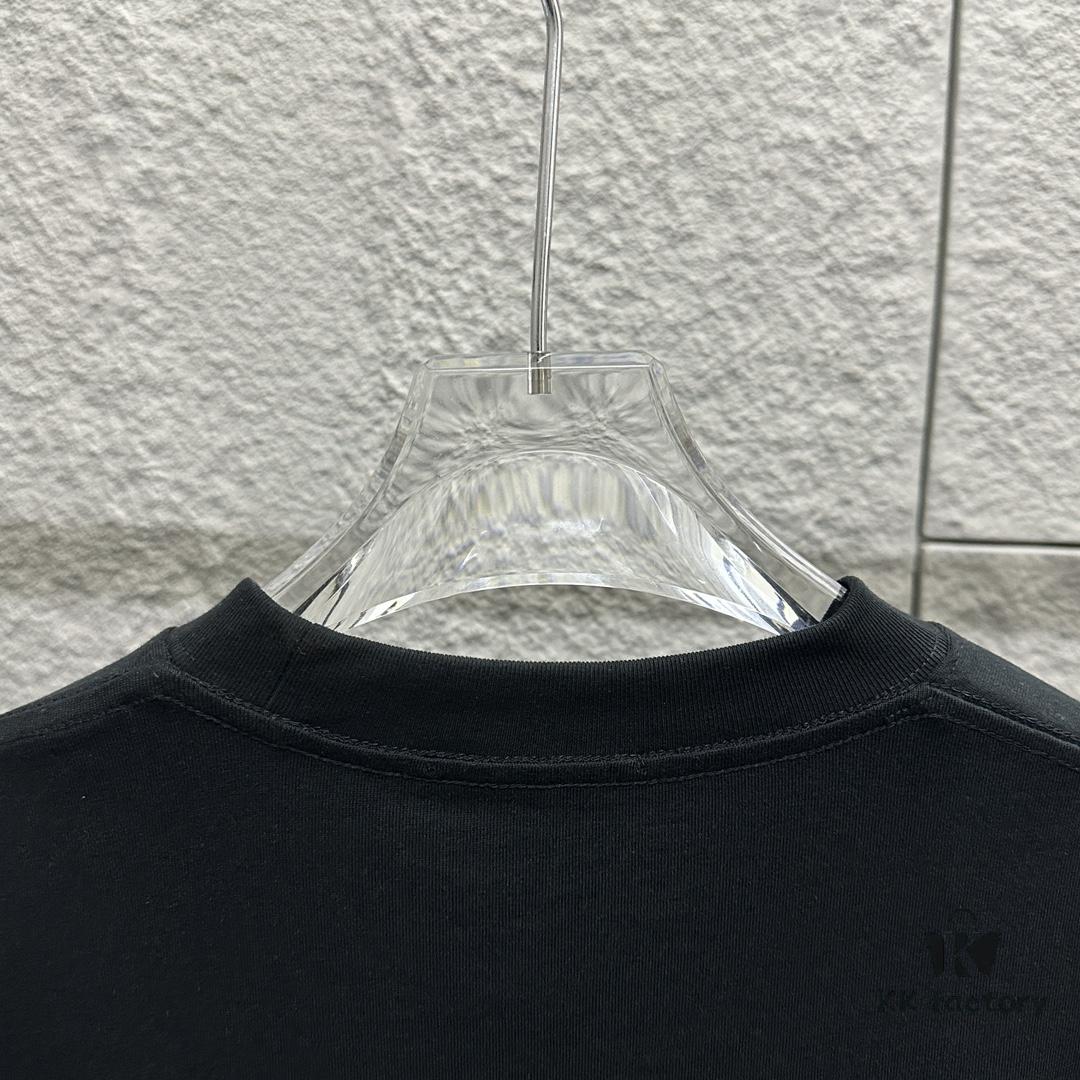 Hermes 2025 Spring/Summer New Arrival Moon Horse Print Custom Double Gauze Plain Cotton Short Sleeve T-Shirt Unisex