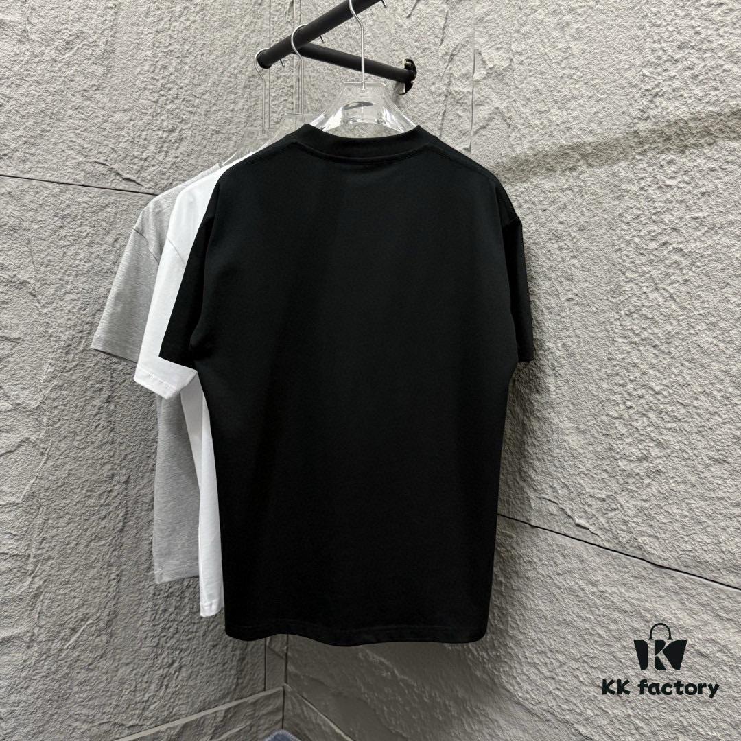 Hermès 2025 Spring/Summer New Arrival Sky Sea Freedom Boat Print Custom Double Gauze Plain Cotton Short Sleeve T-Shirt Unisex