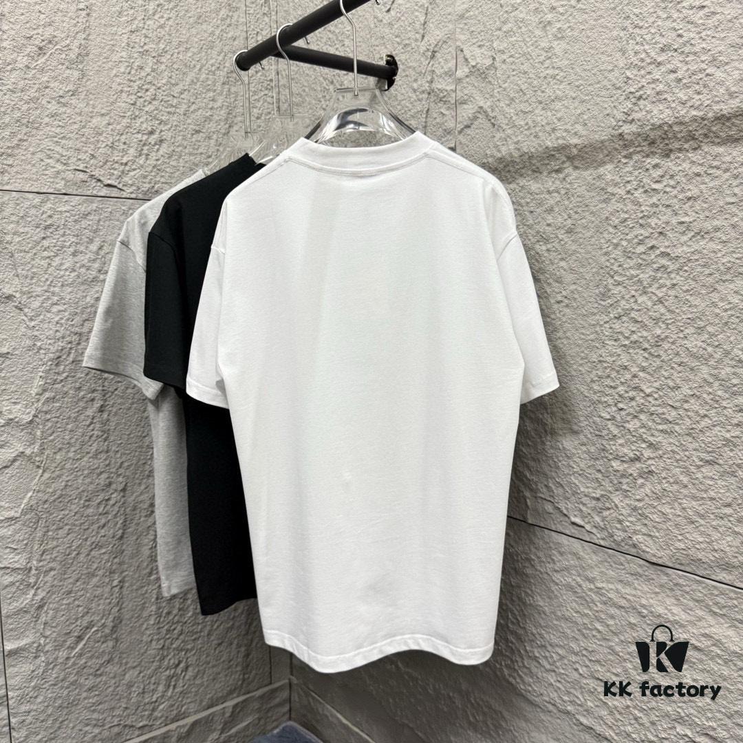 Hermes 2025 Spring/Summer New Arrival Sky Sea Freedom Boat Print Custom Double Gauze Plain Cotton Short Sleeve T-Shirt Unisex