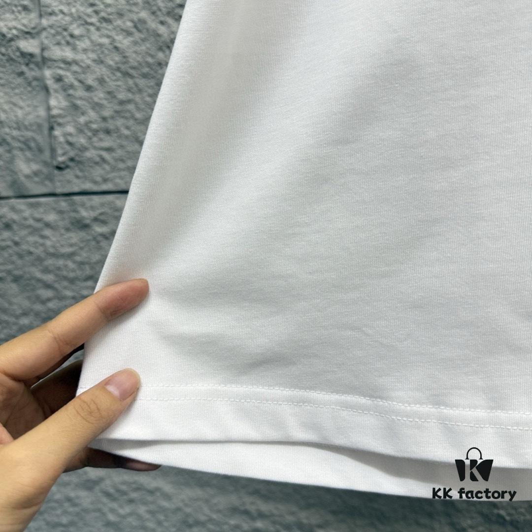 Hermes 2025 Spring/Summer New Arrival Sky Sea Freedom Boat Print Custom Double Gauze Plain Cotton Short Sleeve T-Shirt Unisex