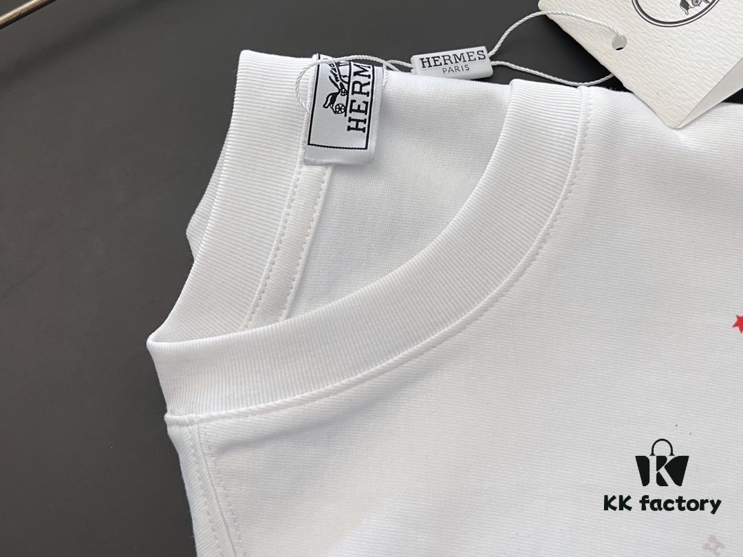 Hermes 2025 Latest Print Short Sleeve T-Shirt, High-Quality Cabinet Original Order Short Sleeve, Top-Tier Craftsmanship with Imported Fabric, Premium Cabinet-Grade Screen Printing Design