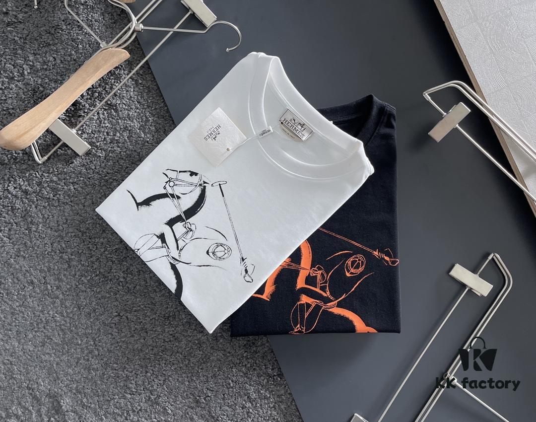 Hermes 2025 Latest Print Short Sleeve T-Shirt, High-Quality Cabinet Original Order, Top-Tier Craftsmanship with Imported Fabric