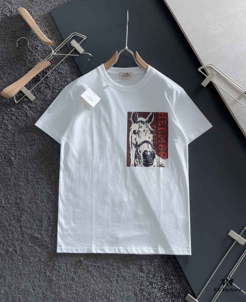 Hermes 2025 Latest Print Short Sleeve T-Shirt, High-Quality Cabinet Original Order, Top-Grade Craftsmanship with Imported Fabric
