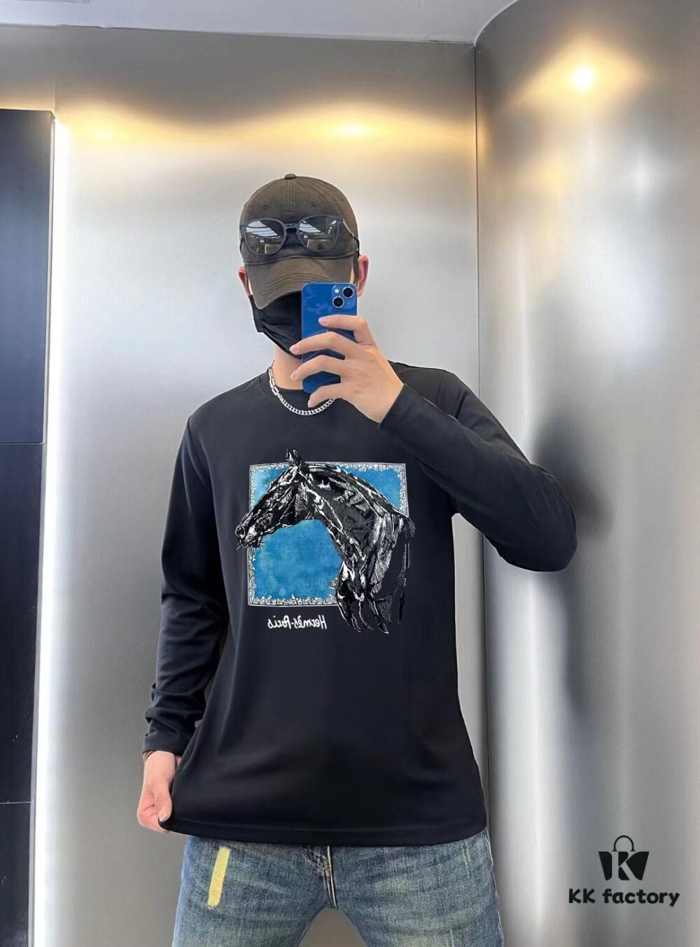 Hermes 2024 Spring Collection Premium Original Design Fashion 230g Casual Long-Sleeve Base Layer T-Shirt