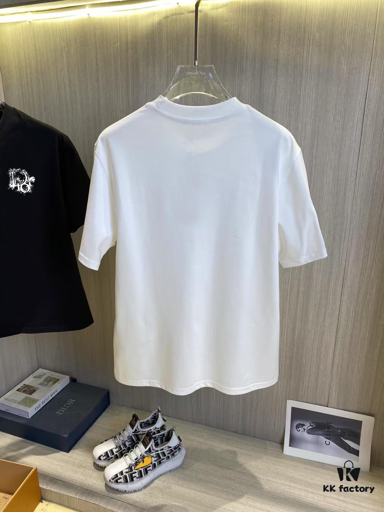 Hermès 2025SS Spring/Summer Latest Short-Sleeve T-Shirt – High-Quality Cotton Fabric, Embroidery and Digital Print, Unisex Loose Fit