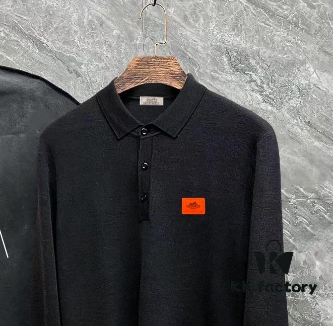 Hermes Latest Men's Casual Polo Collar Wool Sweater