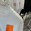 Hermes 2025 Spring Collection Short Sleeve Shirt, Hand-Customized Logo at Chest, Pure Cotton Fabric with Gold Thread Embroidery, Classic Buttoned Hem, OS Drop-Shoulder Fit