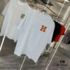 Hermes 2025 Spring-Summer New Short Sleeve T-Shirt with Hand-Customized Logo on Chest, Pure Cotton Fabric with Gold Thread Embroidery, Classic Buttoned Hem and OS Drop-Shoulder Fit