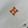 Hermes 2025 Spring-Summer New Short Sleeve T-Shirt with Hand-Customized Logo on Chest, Pure Cotton Fabric with Gold Thread Embroidery, Classic Buttoned Hem and OS Drop-Shoulder Fit