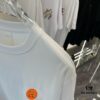 Hermes 2025 Spring Collection Short Sleeve Shirt, Hand-Customized Logo at Chest, Pure Cotton Fabric with Gold Thread Embroidery, Classic Buttoned Hem, OS Drop-Shoulder Fit
