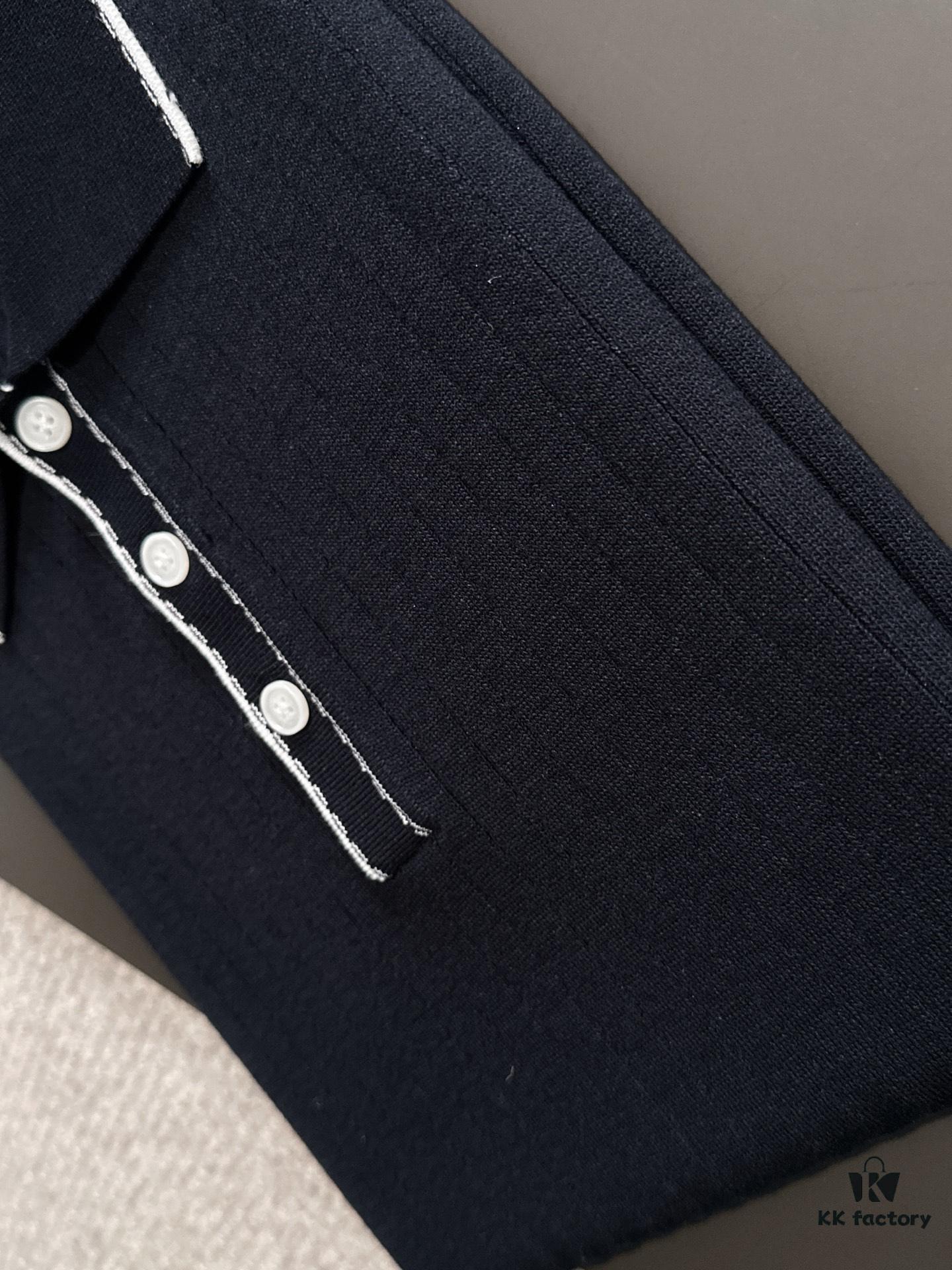 High-Quality Hermès 2025 Spring/Summer New Men's Notched Collar Short-Sleeve T-Shirt