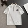 High-Quality Hermès 2025 Spring/Summer New Men's Notched Collar Short-Sleeve T-Shirt