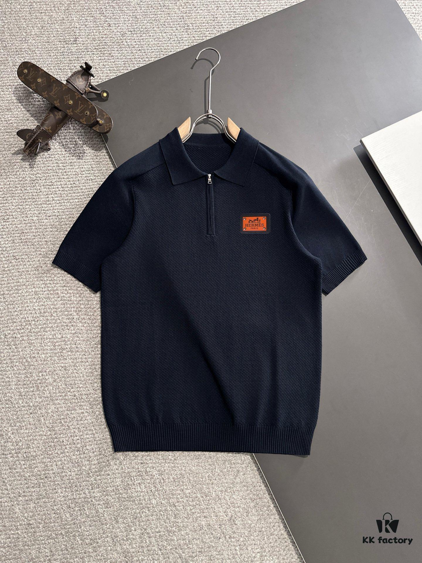 High-Quality Hermès 2025 Spring/Summer New Men's Collared Short-Sleeve T-Shirt