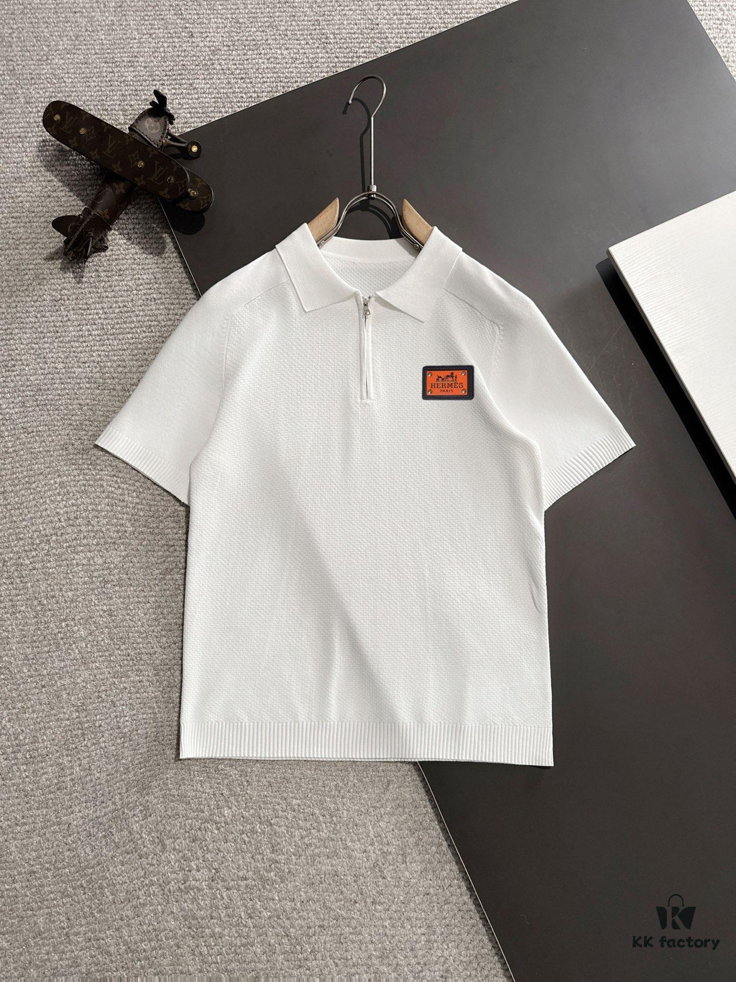 High-Quality Hermès 2025 Spring/Summer New Men's Notched Short-Sleeve T-Shirt