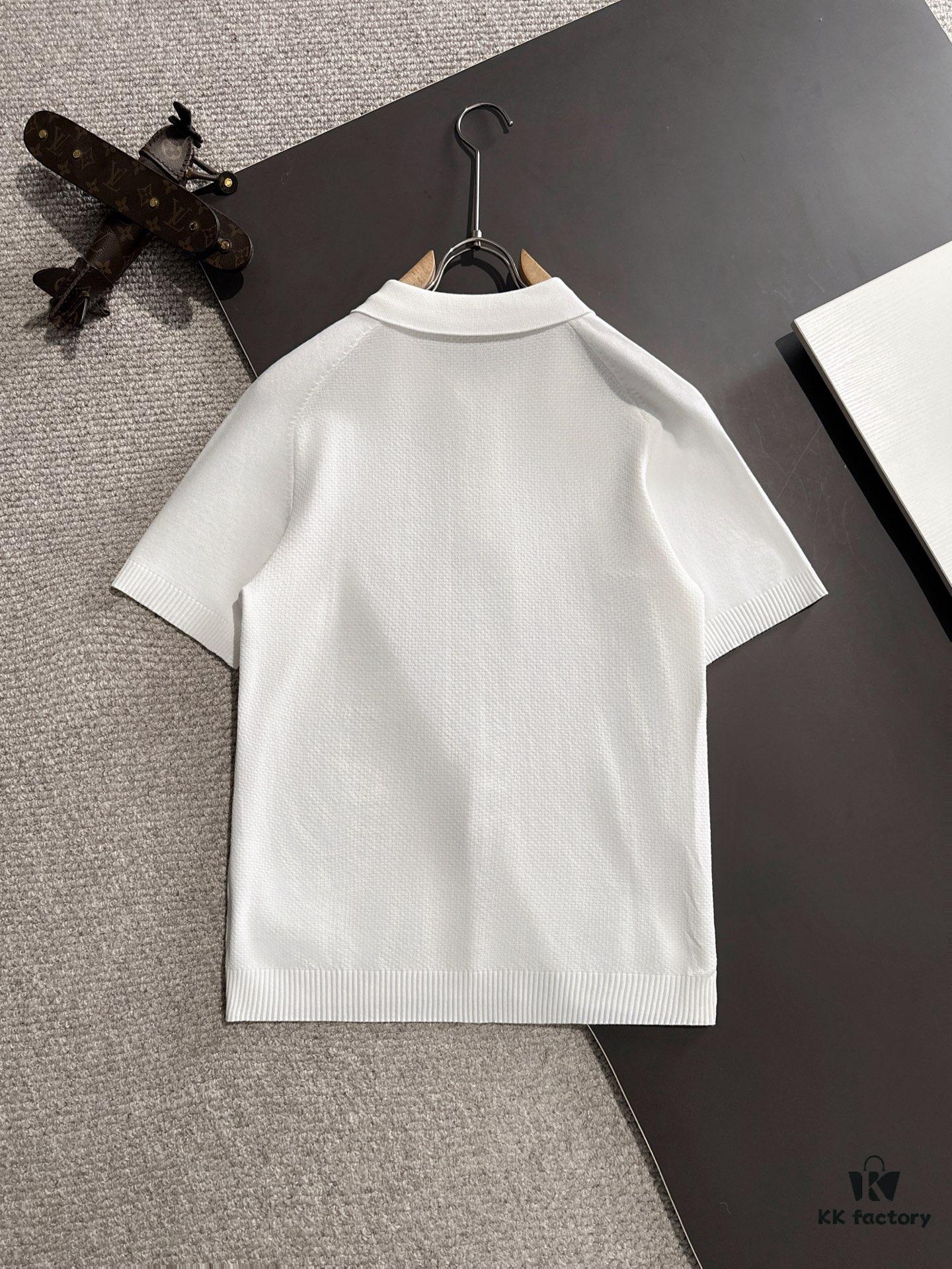 High-Quality Hermès 2025 Spring/Summer New Men's Notched Short-Sleeve T-Shirt
