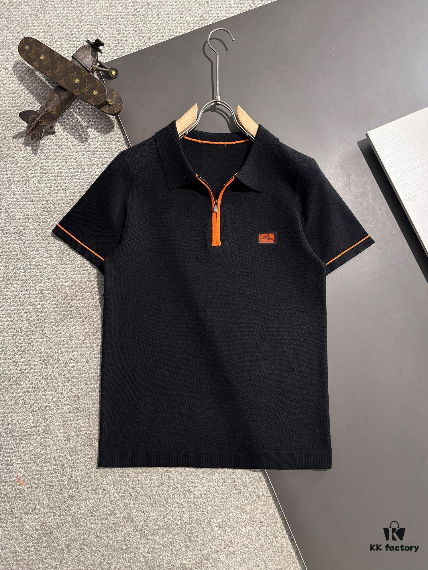 High-Quality Hermès 2025 Spring/Summer New Men's Collared Short-Sleeve T-Shirt