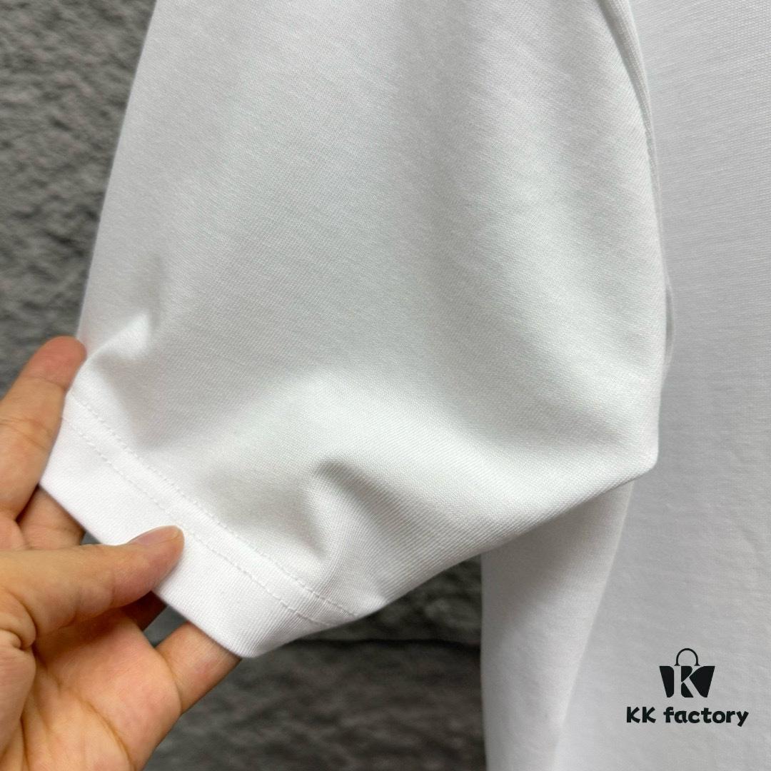 Hermes 2025 Spring/Summer New Arrival Building Block Horse Print Custom Double Gauze Plain Cotton Short Sleeve T-Shirt Unisex