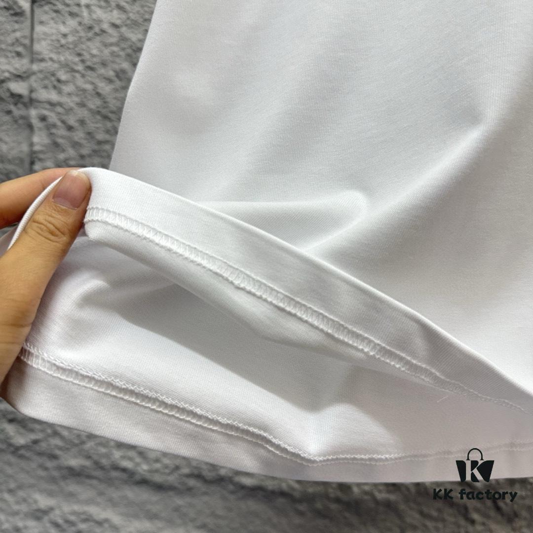 Hermes 2025 Spring/Summer New Arrival Mechanical Horse Print Custom Double Gauze Plain Cotton Short Sleeve T-Shirt Unisex