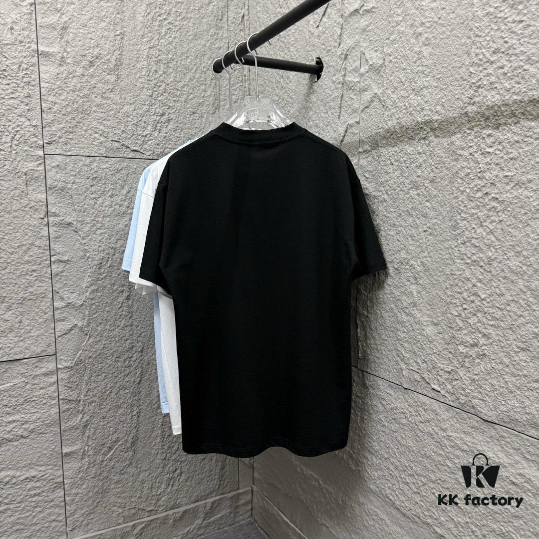 Hermes+ 2025 Spring/Summer New Arrival Classic Totem Abstract Line Horse Print Custom Double Gauze Plain Cotton Short Sleeve T-Shirt Unisex