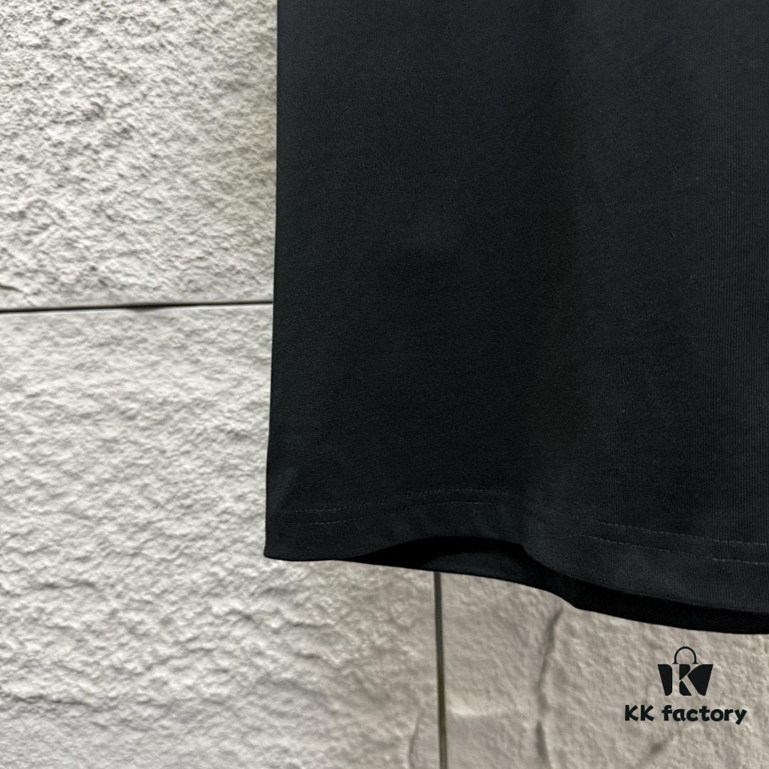 Hermes+ 2025 Spring/Summer New Arrival Classic Totem Abstract Line Horse Print Custom Double Gauze Plain Cotton Short Sleeve T-Shirt Unisex