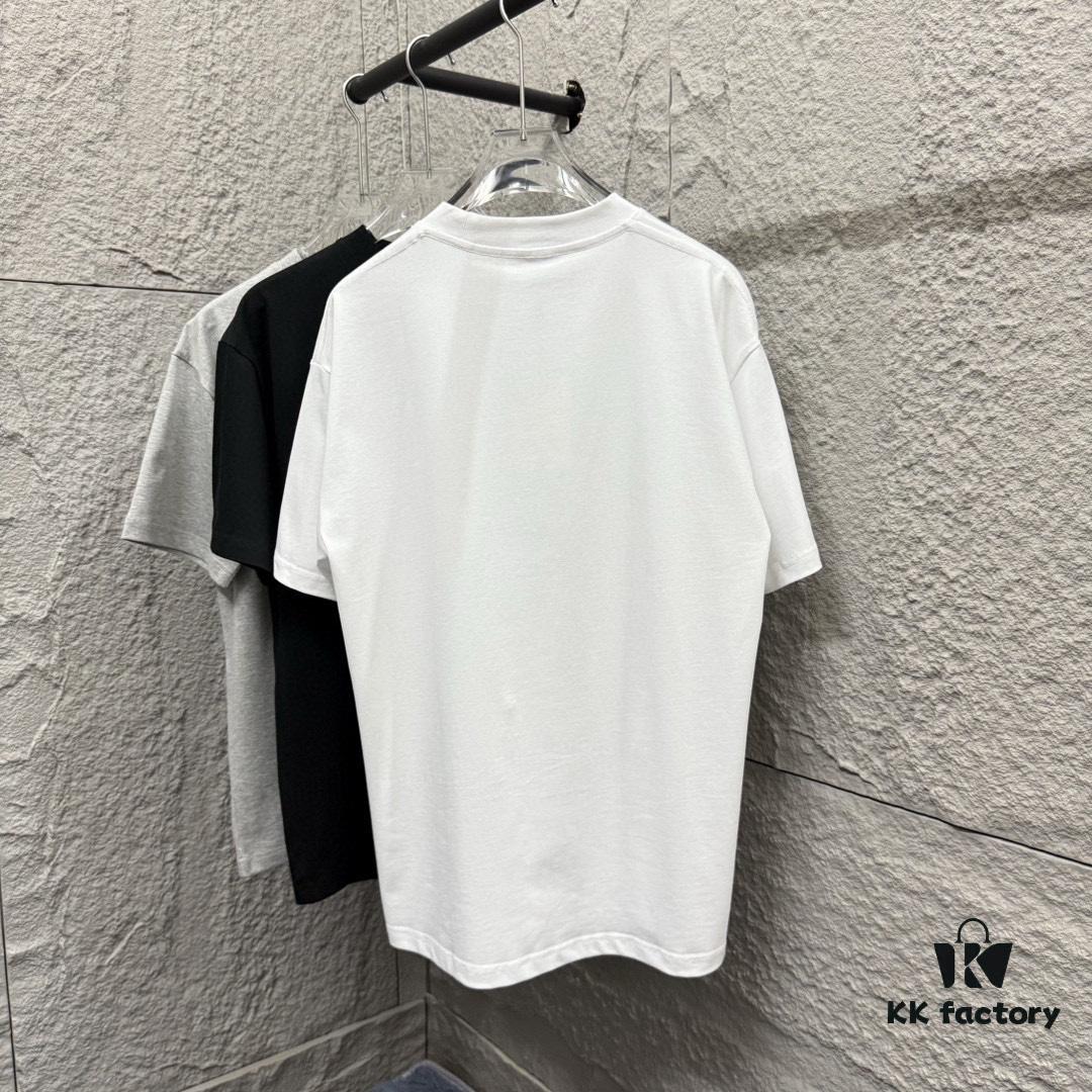 Hermes 2025 Spring/Summer New Arrival Sky Sea Freedom Boat Print Custom Double Gauze Plain Cotton Short Sleeve T-Shirt Unisex