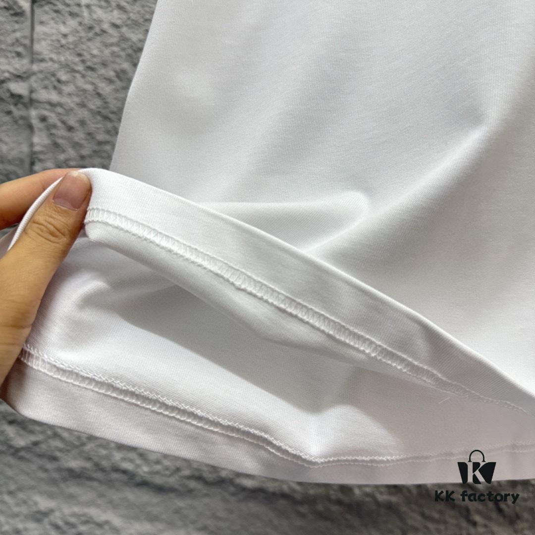 Hermes 2025 Spring/Summer New Arrival Sky Sea Freedom Boat Print Custom Double Gauze Plain Cotton Short Sleeve T-Shirt Unisex