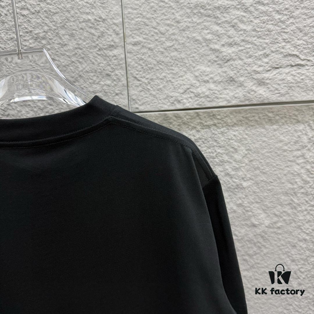 Hermes 2025 Spring/Summer New Arrival Sky Sea Freedom Ship Print Custom Double Gauze Plain Cotton Short Sleeve T-Shirt Unisex