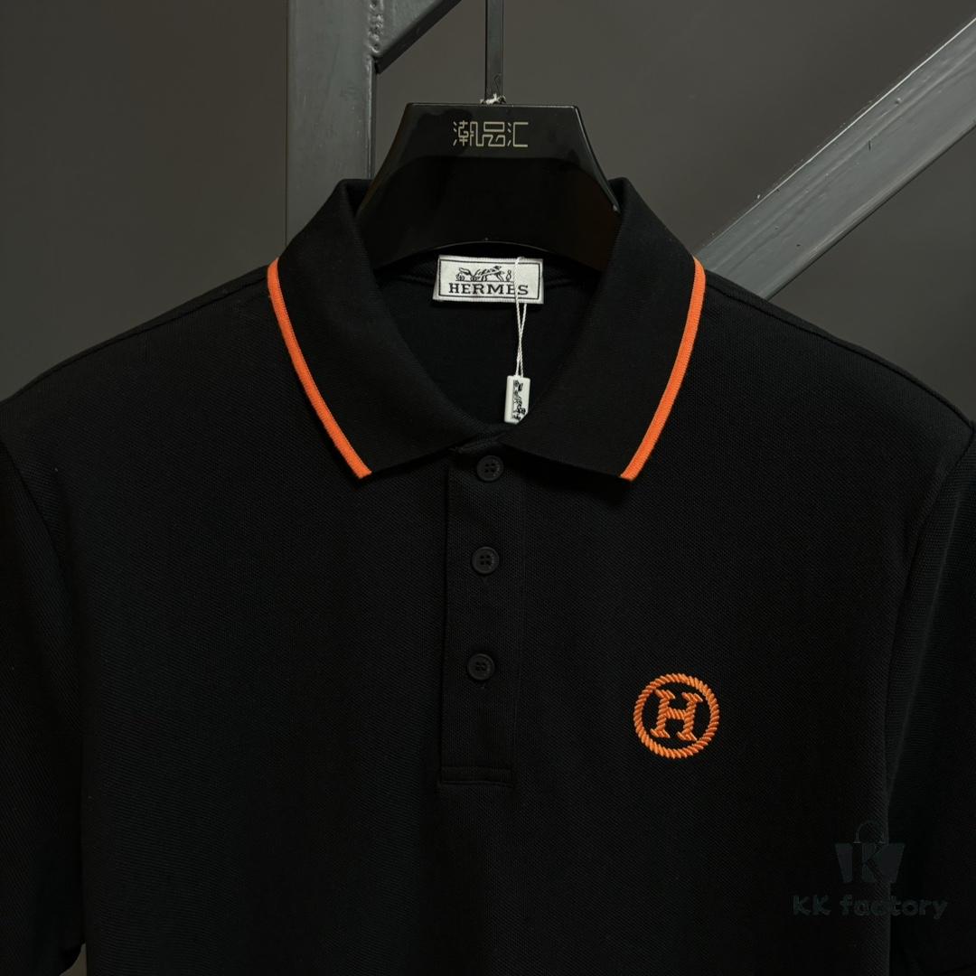 Hermes H Classic Polo Shirt, Precision Craftsmanship with Luxurious Feel, Large Embroidered Logo on Chest, Business-Casual Timeless Design, 100% Cotton Fabric, Imported Premium Cotton, Comfortable and Breathable, Complete Triple Labeling