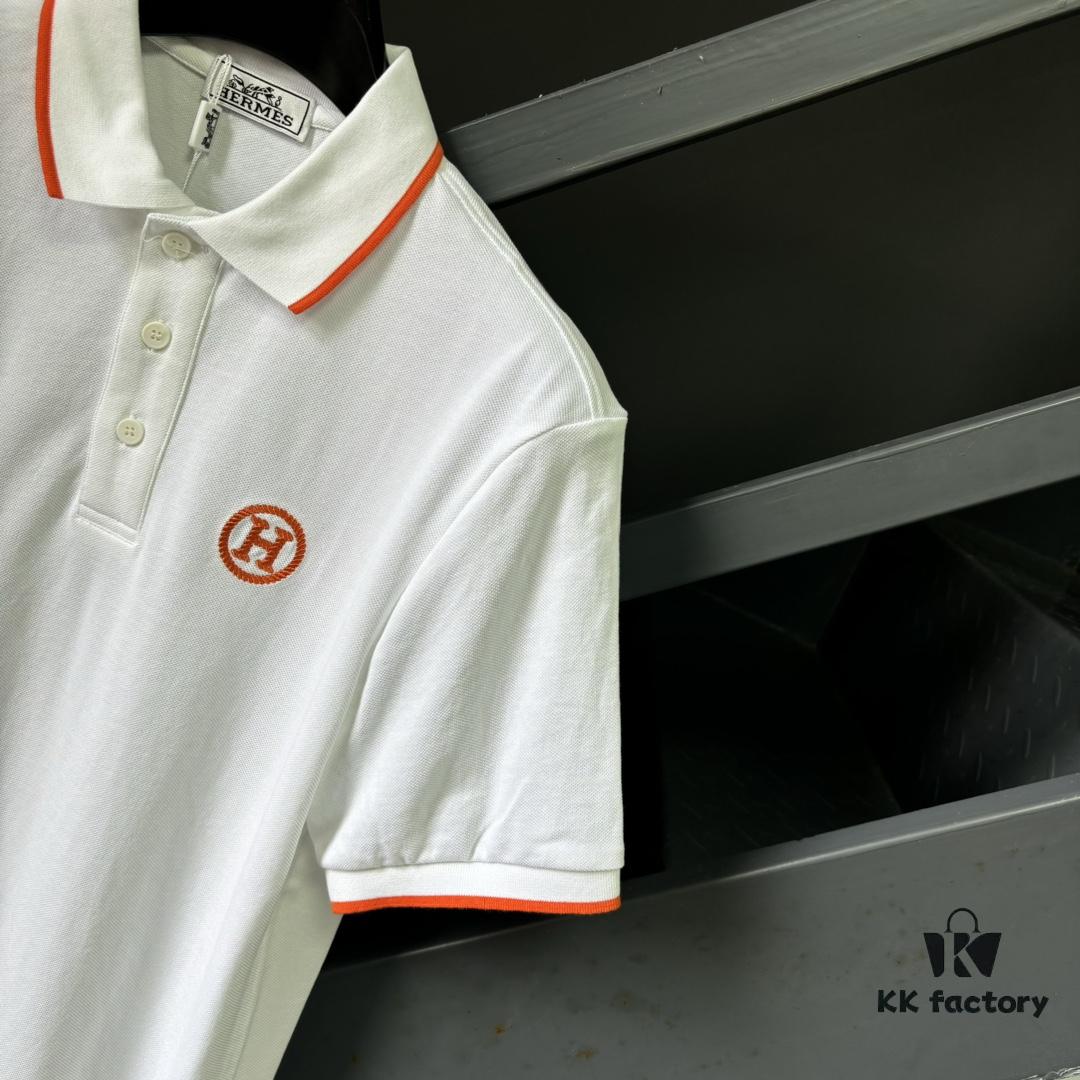 Hermes H Classic Polo Shirt, Precision Craftsmanship with Luxurious Feel, Large Embroidered Logo on Chest, Business-Casual Timeless Design, 100% Cotton Fabric, Imported Premium Cotton, Comfortable and Breathable, Complete Triple Labeling