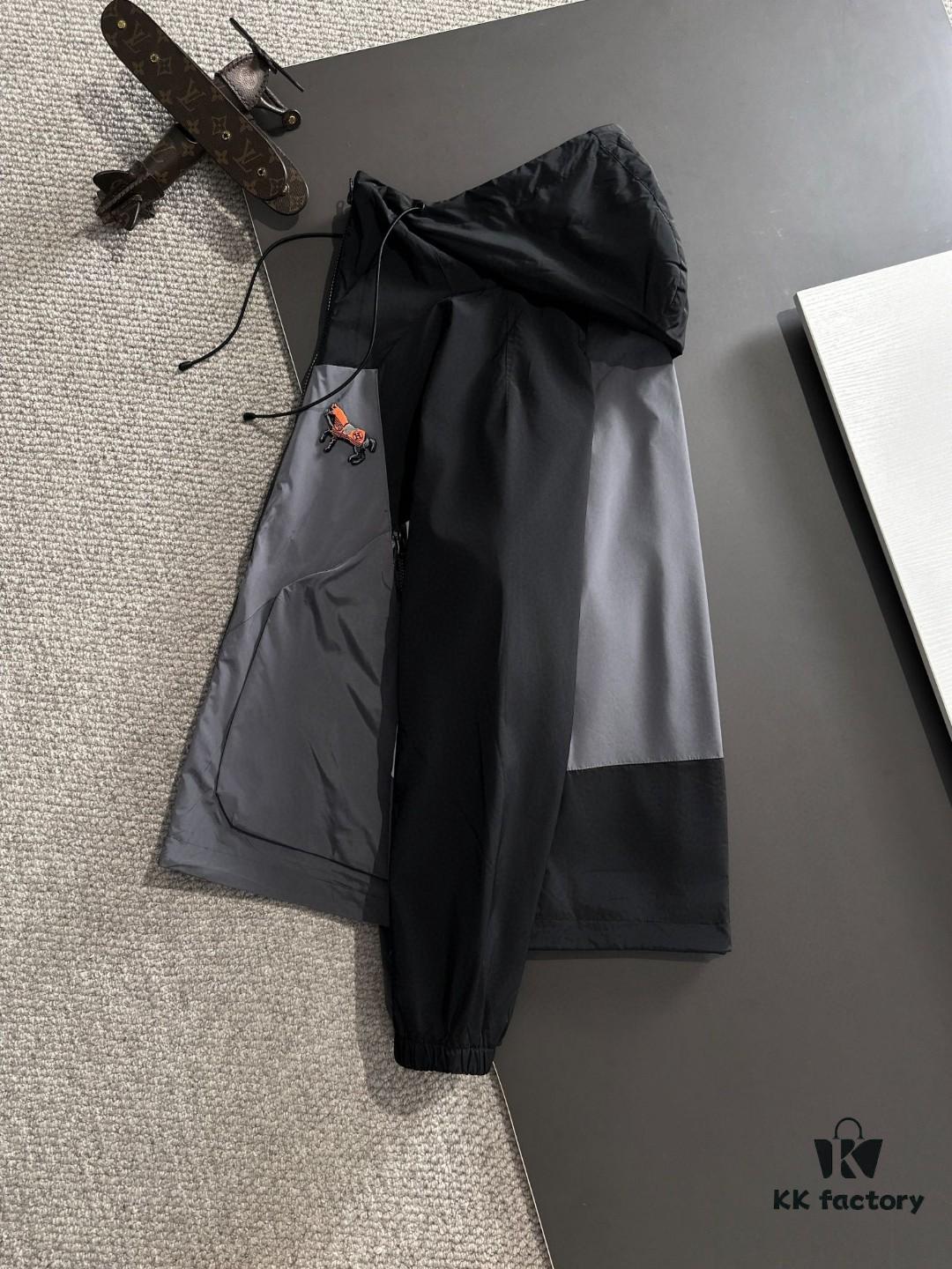 Hermès Autumn-Winter 2024 Latest Zip-Up Windbreaker Jacket, Custom-Dyed Nylon Fabric, Lightweight and Comfortable, Casual Yet Elegant, Perfect for Early Autumn Wear