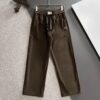 Hermes 2024 Autumn/Winter New Elastic Waist Casual Pants, Fleece-Lined and Thickened, Premium Custom Fabric, Breathable and Comfortable, Exquisite Details, Brand-Inspired Design, Soft and Smooth Texture, Refined Leisure Cut with Excellent Fit