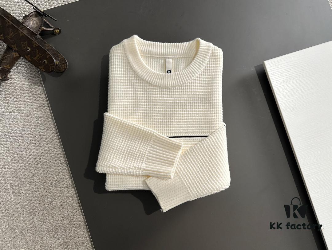 Hermès 2024 Autumn-Winter New Round Neck Wool Blend Sweater, Official Store Bestseller, Embroidered Logo, Premium Craftsmanship