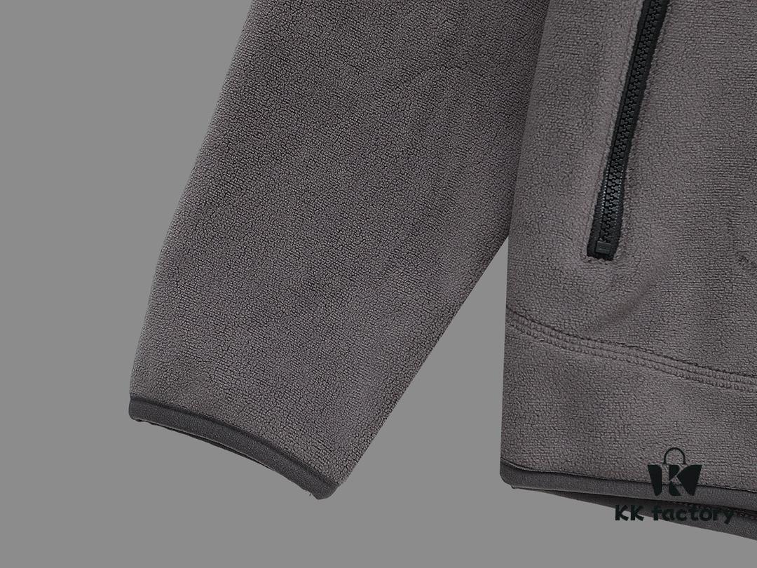 Hermes (Complete Three Labels) 2024 Autumn-Winter Men's Cardigan Crewneck Jacket, Imported Double-Sided Fleece Fabric